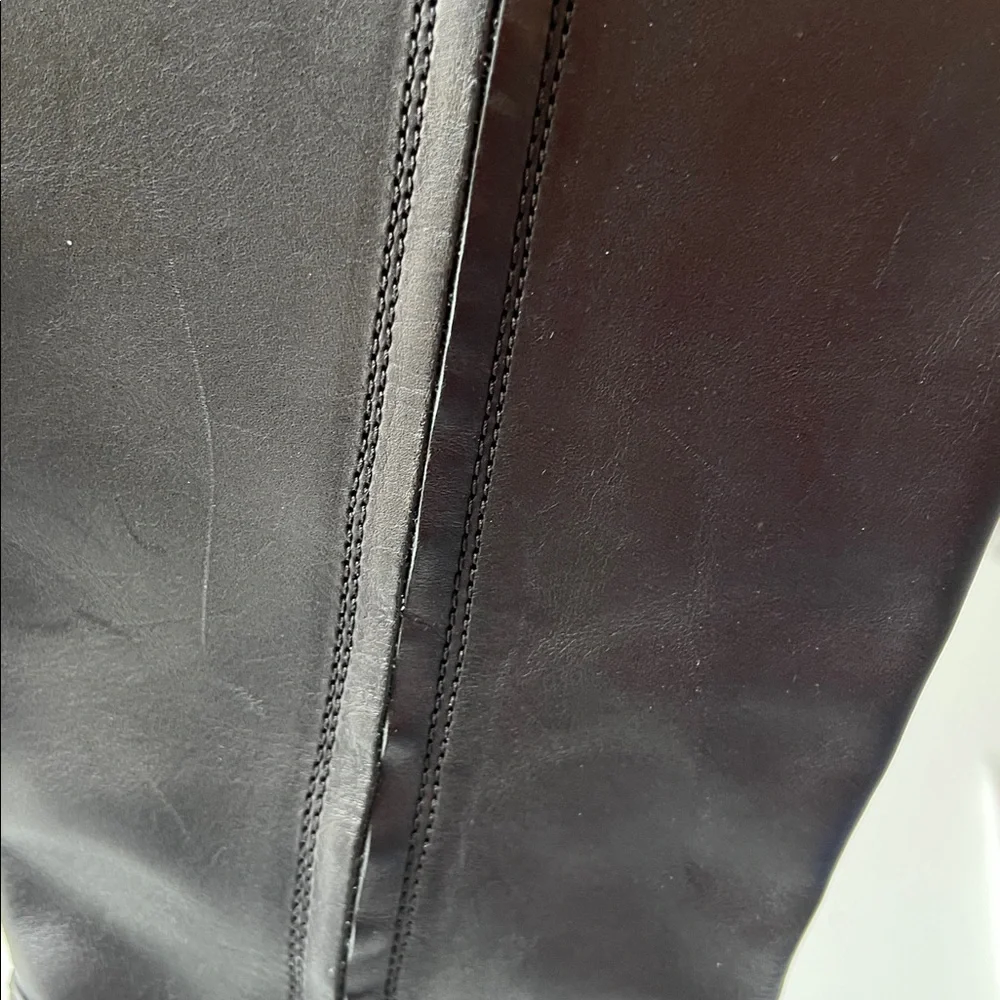 Coach Falon Black Leather Knee-High Women's Boots Chunky Heel Sz 9.5 SOOL